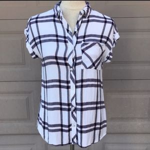 Be Cool White and Blue Plaid Short-sleeved Top